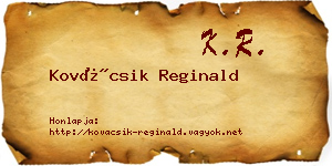 Kovácsik Reginald névjegykártya